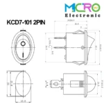 کلید راکر بیضی دوحالته KCD7-101 2PIN - تصویر 2