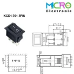 کلید راکر دوحالته کوچک KCD1-701 3PIN - تصویر 4
