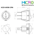 کلید راکر گرد کوچک چراغدار KCD1-601SN - تصویر 2