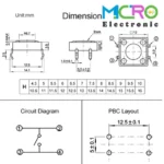 تک سوئیچ 12x12x16 4PIN پکیج DIP - تصویر 4