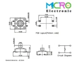 تک سوئیچ 12x12x7.3 4PIN پکیج SMD - تصویر 4