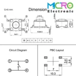 تک سوئیچ 6x6x5.5 4PIN پکیج SMD - تصویر 2