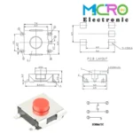 تک سوئیچ مربعی 6x6x3.1 4PIN پکیج SMD کد7 - تصویر 6