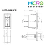 کلید راکر باریک چراغدار KCD3-101N - تصویر 2
