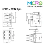 کلید راکر باریک چراغدار سه پل KCD3-301N - تصویر 2