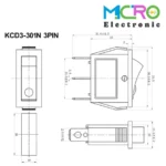 کلید راکر باریک یکطرف چراغدار KCD3-301N - تصویر 2