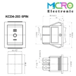 کلید راکر بزرگ سه حالته KCD4-203 6PIN - تصویر 2