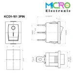 کلید راکر دو حالته KCD1-101 3PIN - تصویر 2