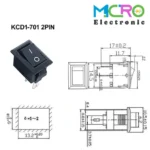 کلید راکر دوحالته کوچک KCD1-701 2PIN - تصویر 4