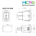 کلید راکر سه حالته کوچک KCD1-701 3PIN - تصویر 2