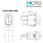 کلید راکر چراغدار KCD1-101N 3PIN - تصویر 2