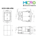 کلید راکر چراغدار KCD1-101N 4PIN - تصویر 3
