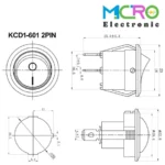 کلید راکر گرد دوحالته KCD1-601 2PIN - تصویر 2