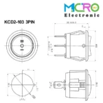 کلید راکر گرد سه حالته KCD2-103 3PIN - تصویر 2