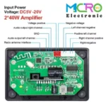 پخش کننده MP3 PLAYER پنلی بلوتوثی دارای آمپلی فایر 2X40W مدل KH-G018 - تصویر 5