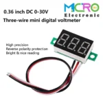 ماژول ولتمتر 3 دیجیت DC0-36V سایز 0.36 اینچ 3 سیمه قرمز - تصویر 5