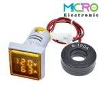ولتمتر و آمپرمتر چراغ سیگنالی AC500V-100A زرد مربعی مدل AD16-22FVA - تصویر 2