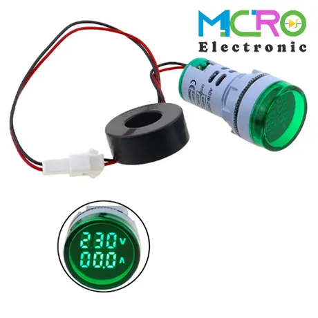 ولتمتر و آمپرمتر چراغ سیگنالی AC500V-100A سبز گرد مدل AD16-22DVA-1 ولتمتر و آمپرمتر چراغ سیگنالی AC500V-100A سبز گرد مدل AD16-22DVA - تصویر 1