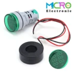 ولتمتر و آمپرمتر چراغ سیگنالی AC500V-100A سبز گرد مدل AD16-22DVA - تصویر 3