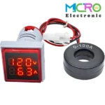 ولتمتر و آمپرمتر چراغ سیگنالی AC500V-100A قرمز مربعی مدل AD16-22FVA - تصویر 4