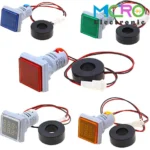 ولتمتر و آمپرمتر چراغ سیگنالی AC500V-100A زرد مربعی مدل AD16-22FVA - تصویر 7