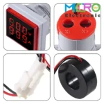 ولتمتر و آمپرمتر چراغ سیگنالی AC500V-100A قرمز مربعی مدل AD16-22FVA - تصویر 5
